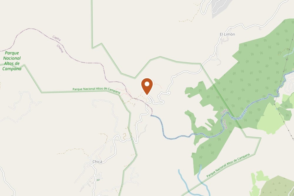 Mapa de la ubicación de Villa 692 en Chicá, dentro del Parque Nacional Altos de Campana